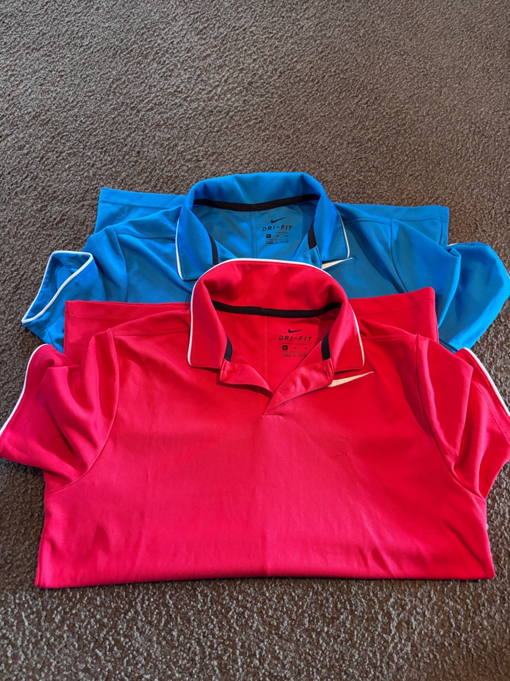Nike Kids Dri-FIT Polo Shirts in Red and Blue